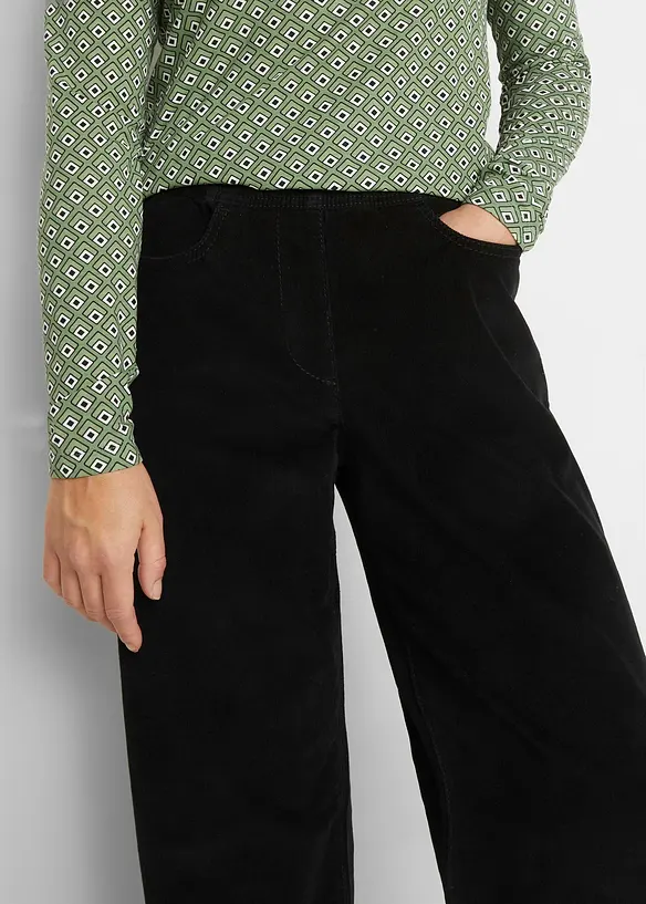 Bukse med stretch og vide ben, High Waist, bonprix