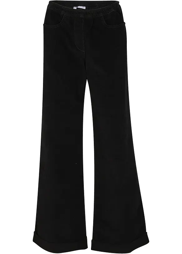 Bukse med stretch og vide ben, High Waist, bonprix