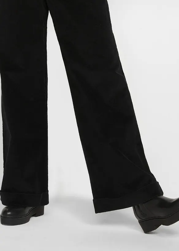 Bukse med stretch og vide ben, High Waist, bonprix