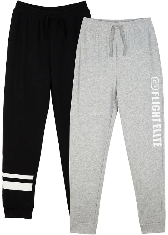 Joggebukse i myk bomullsmiks (2-pack), bonprix