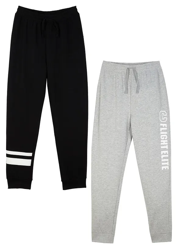 Joggebukse i myk bomullsmiks (2-pack), bonprix
