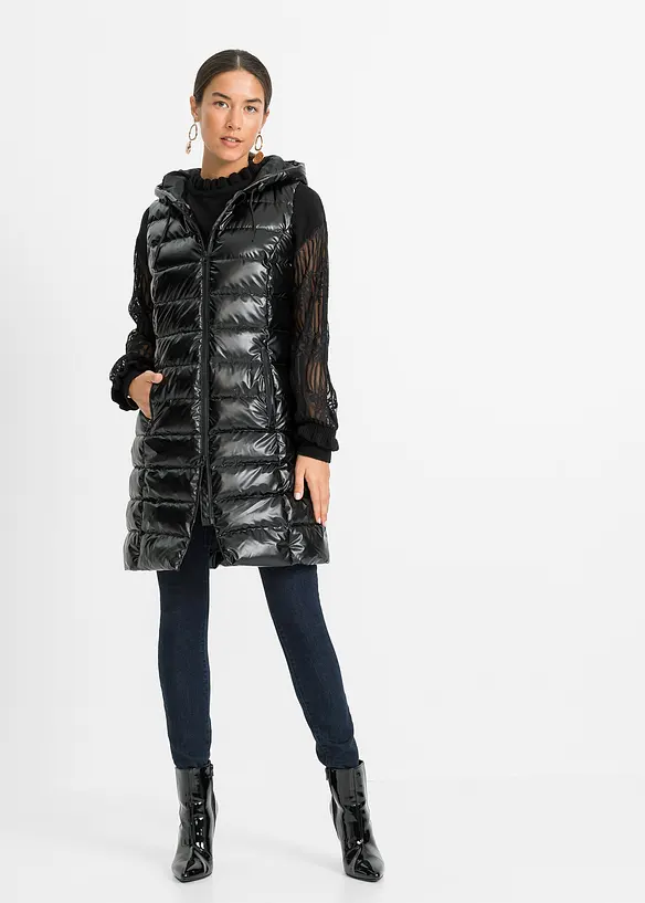 Vattert vest i glansfull look, bonprix