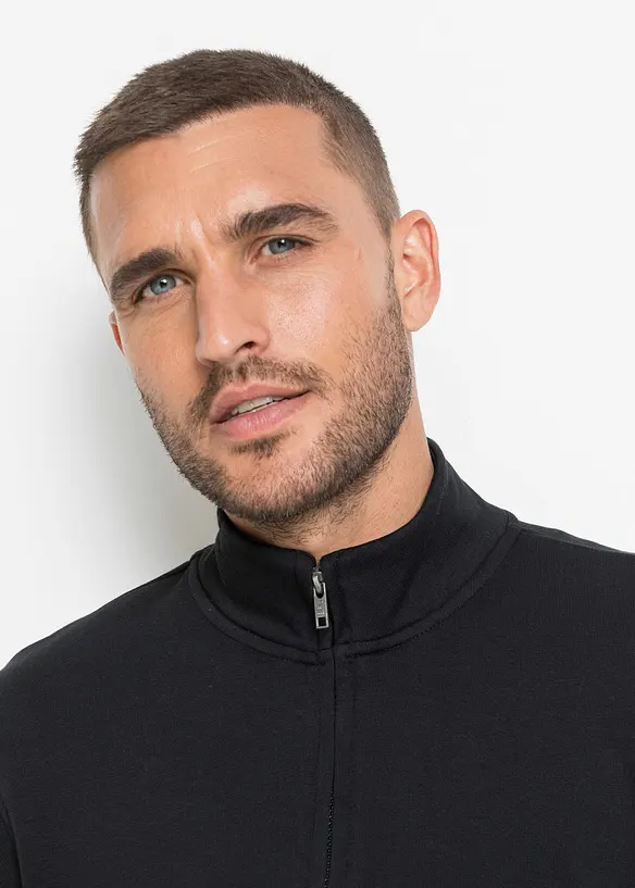 Sweatshirtjakke med høy kant i halsen, bonprix