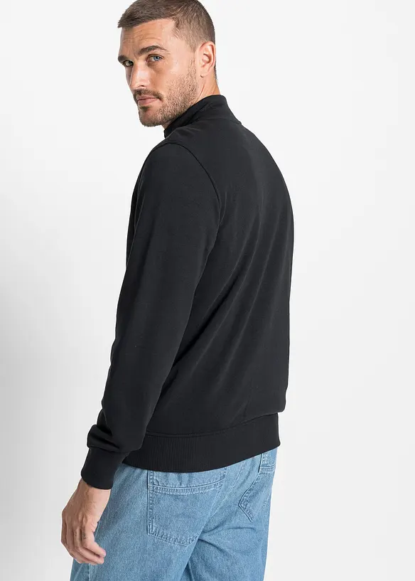 Sweatshirtjakke med høy kant i halsen, bonprix