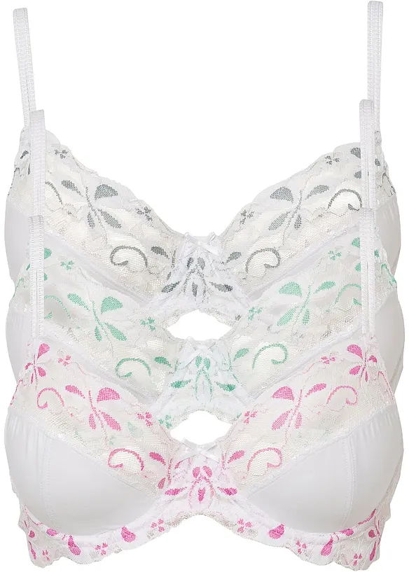 Spile-BH med delikate blonder (3-pack), bonprix