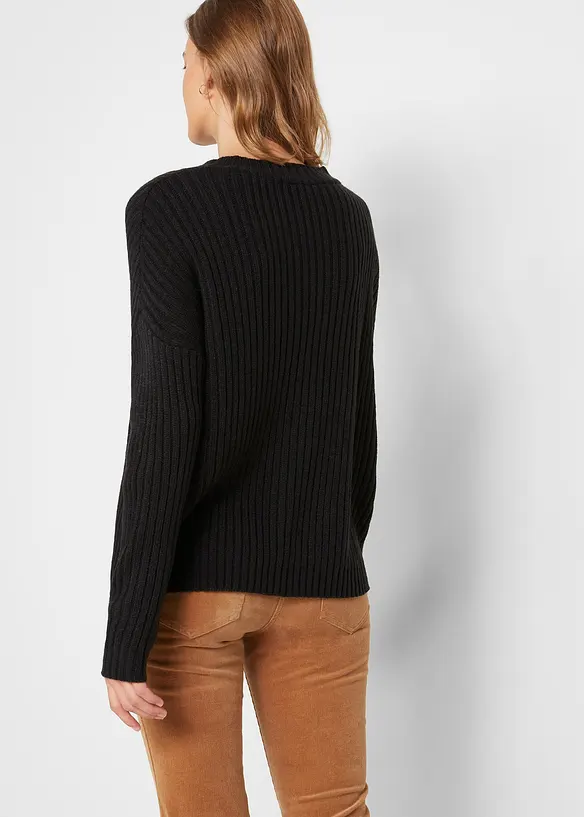 Oversized genser med flettemønster, bonprix