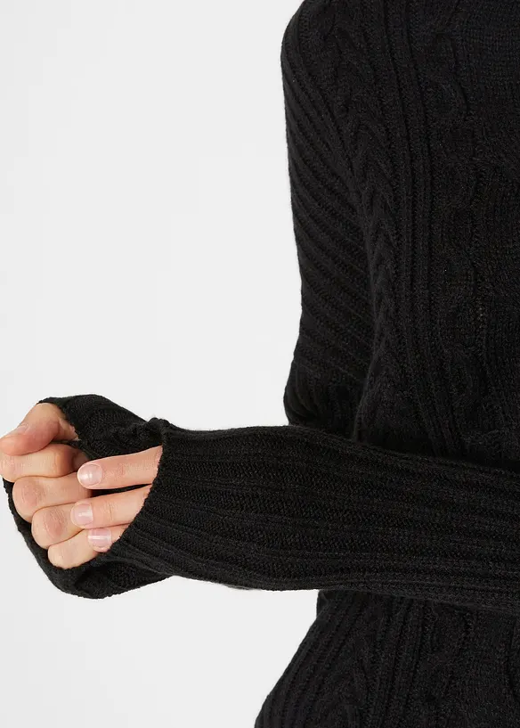 Oversized genser med flettemønster, bonprix