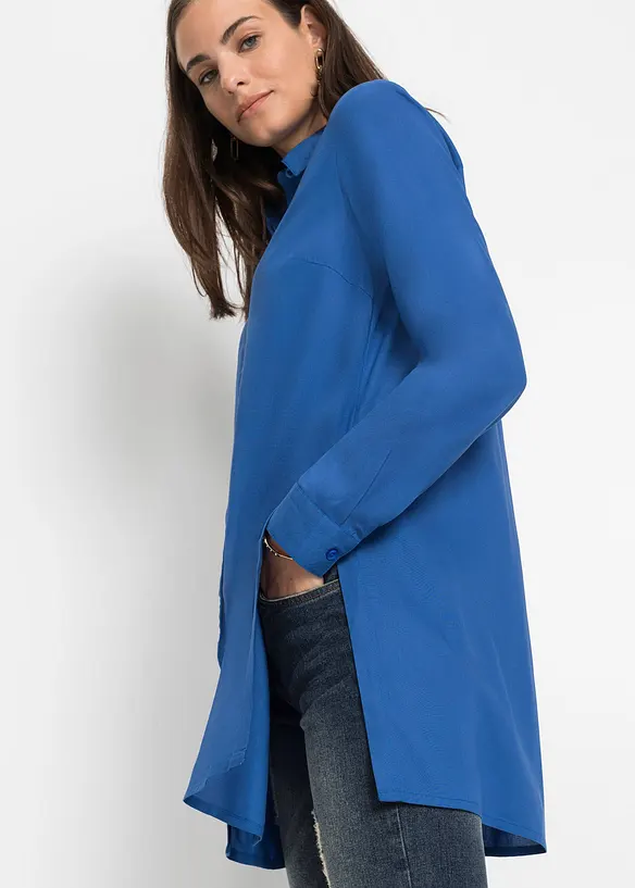 Lang bluse i lett viskose med splitt, bonprix