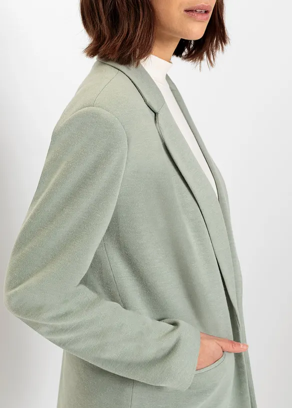 Lang jerseyblazer med lommer, bonprix