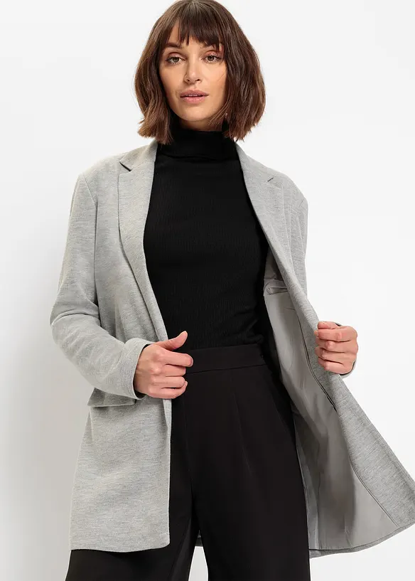 Lang jerseyblazer med lommer, bonprix