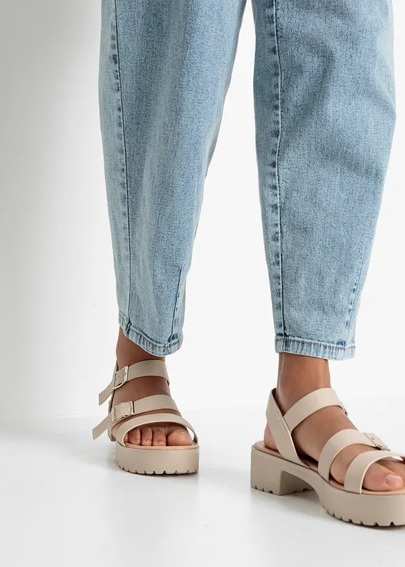 Barrel-jeans, Mid Waist, komfortlinning, bonprix