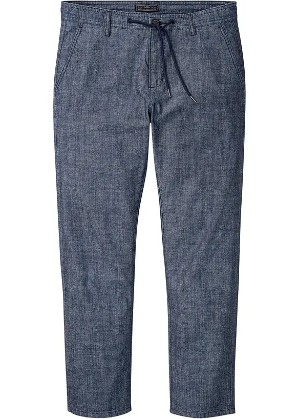 Regular Fit Chambray-chinosbukse, Straight, bonprix