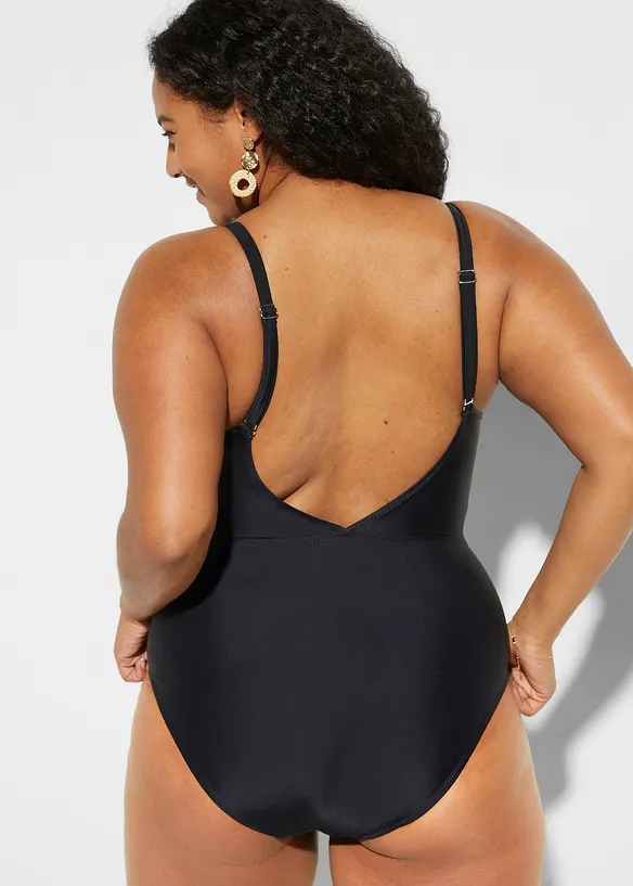 Badedrakt med cut out og volanger, bonprix