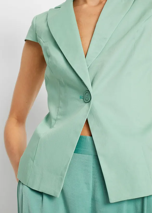 Kortermet blazer i bomullssateng, bonprix