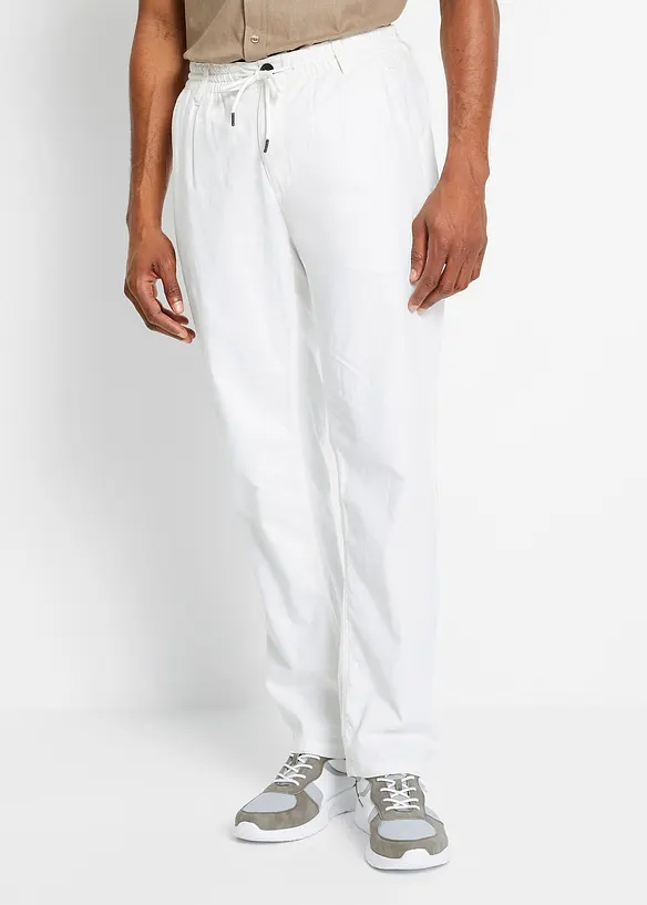 Relaxed Fit-pull on-bukse i luftig linmiks, Straight, bonprix