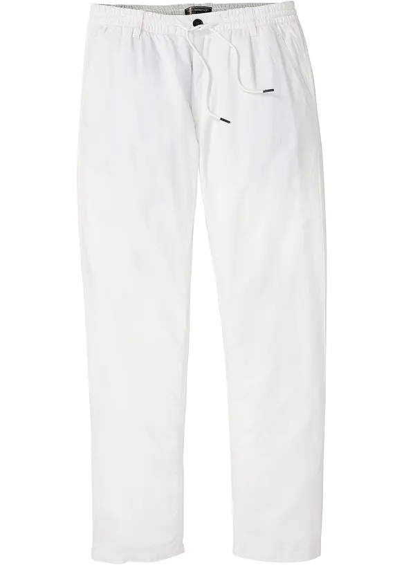 Relaxed Fit-pull on-bukse i luftig linmiks, Straight, bonprix