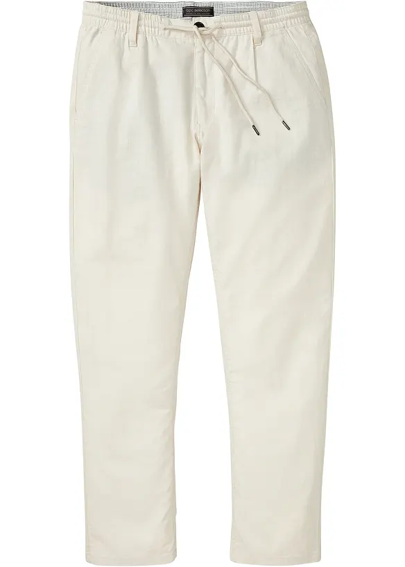 Relaxed Fit-pull on-bukse i luftig linmiks, Straight, bonprix