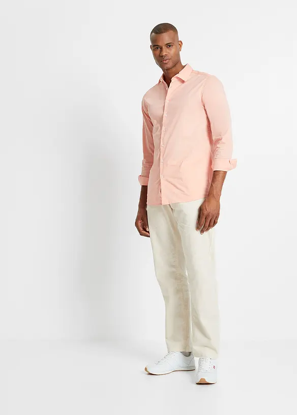 Relaxed Fit-pull on-bukse i luftig linmiks, Straight, bonprix