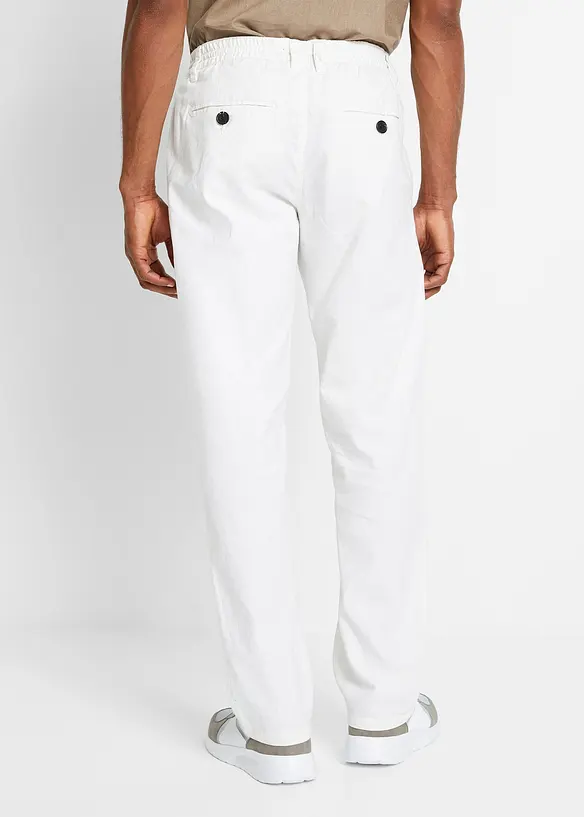 Relaxed Fit-pull on-bukse i luftig linmiks, Straight, bonprix