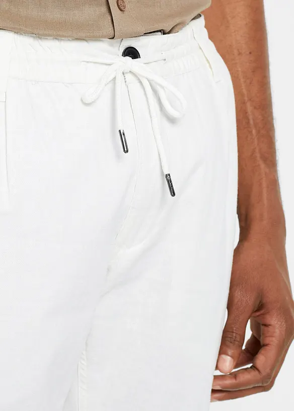 Relaxed Fit-pull on-bukse i luftig linmiks, Straight, bonprix