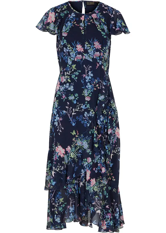 Chiffonkjole med volanger, bonprix