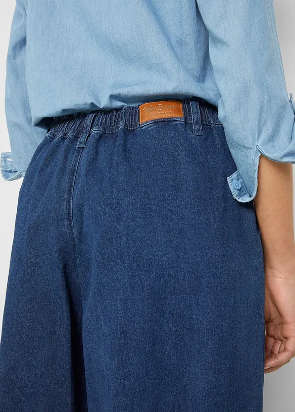Wide Leg bukseskjørt i denim, bonprix