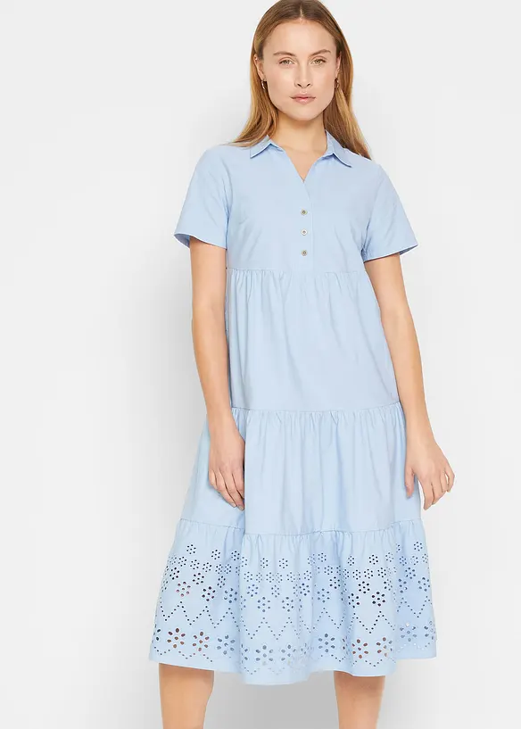 Tunikakjole i 100% bomull med hullbroderi, bonprix