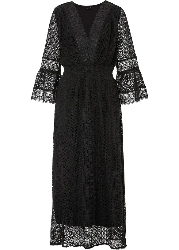 Maxikjole i crochet-look, bonprix