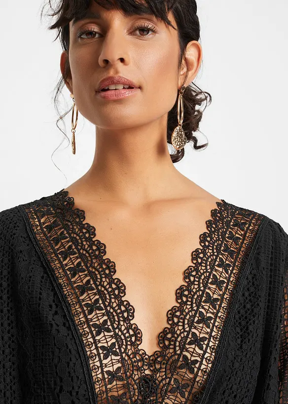 Maxikjole i crochet-look, bonprix