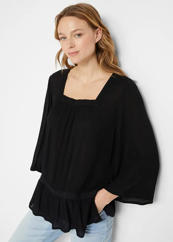 Blusetunika med firskåren utringning, bonprix