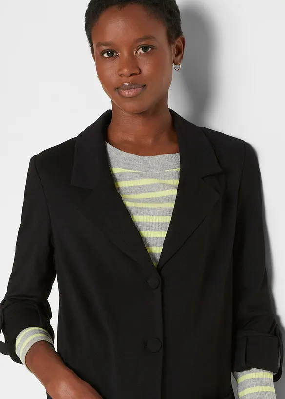 Lang blazer i Punto di Roma-viskosemiks, bonprix