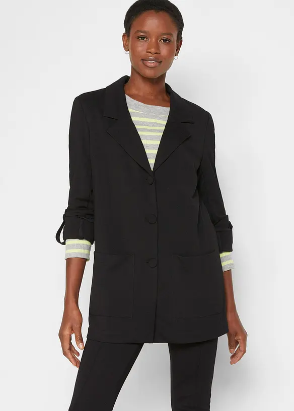 Lang blazer i Punto di Roma-viskosemiks, bonprix