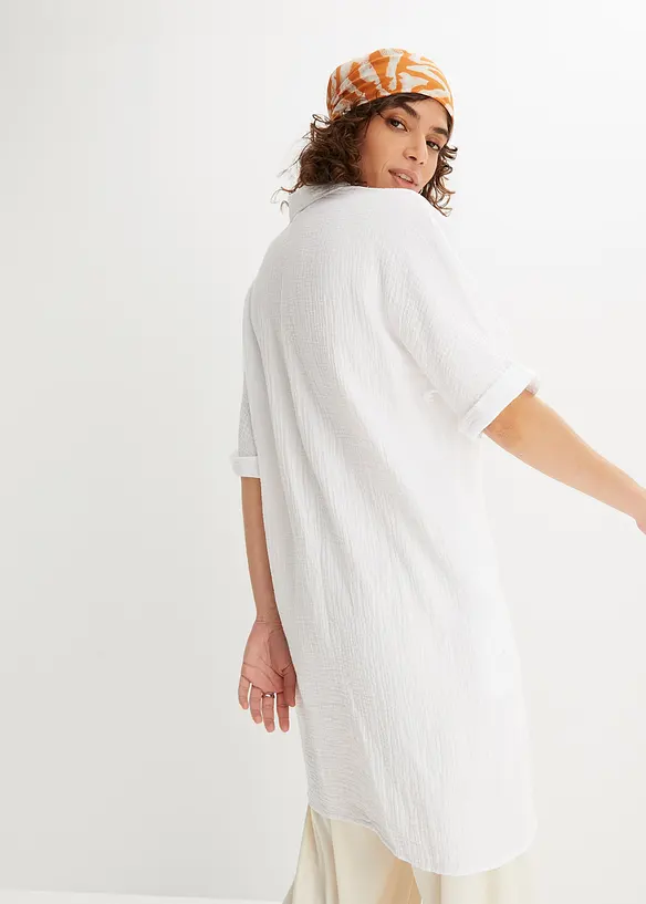 Oversized, lang bluse i bomullsmusselin, bonprix