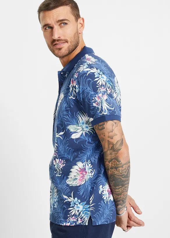 Kortermet jersey-poloskjorte i 100% økologisk bomull, bonprix