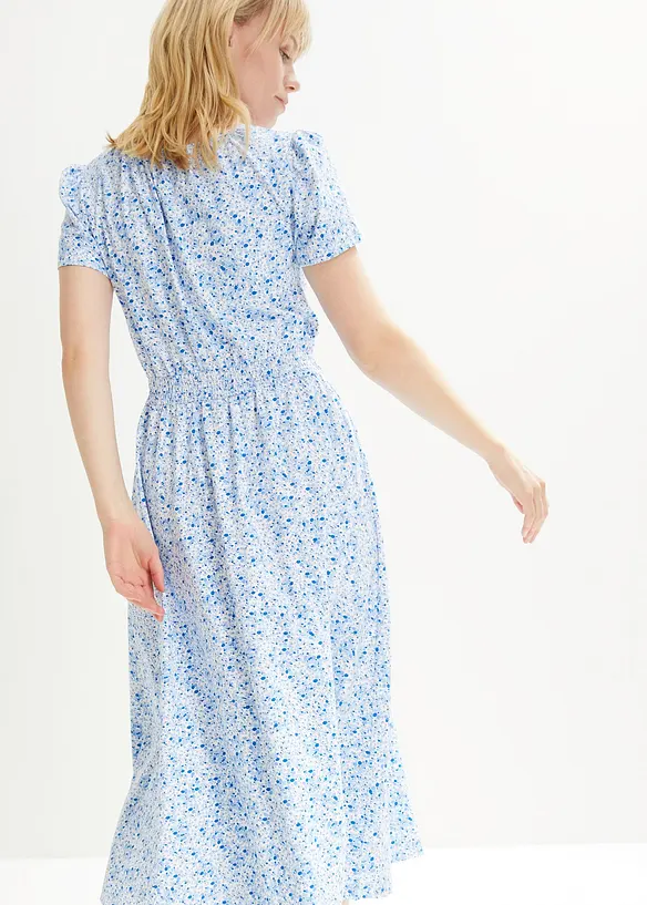 Trikotkjole med bred smock i midjen, med økologisk nomull, bonprix