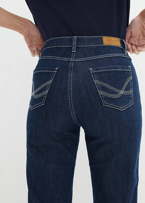 Slim Fit-bermudajeans High Waist, knelang, bonprix