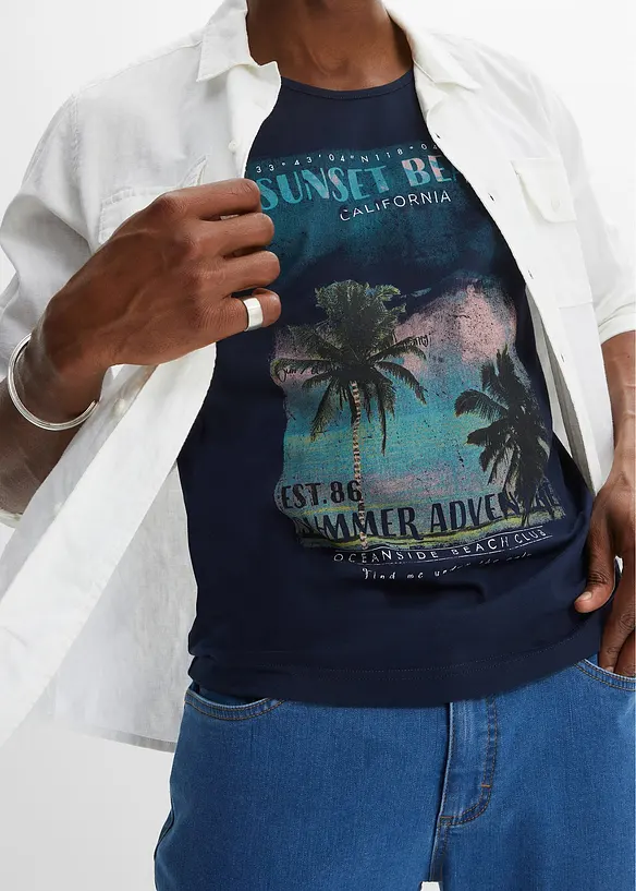 Singlet med foto-print, av økologisk bomull, bonprix