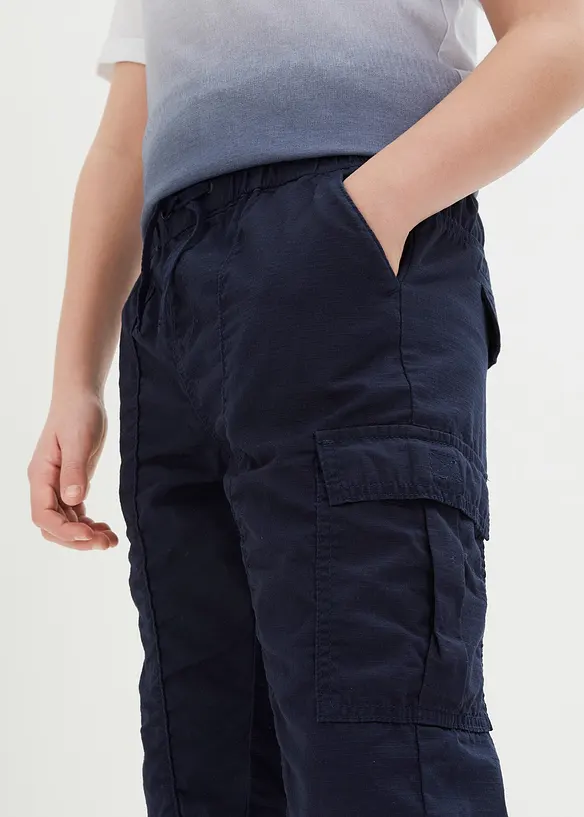 Pull on-bermudashorts i økologisk bomull med cargolommer, Regular Fit, bonprix