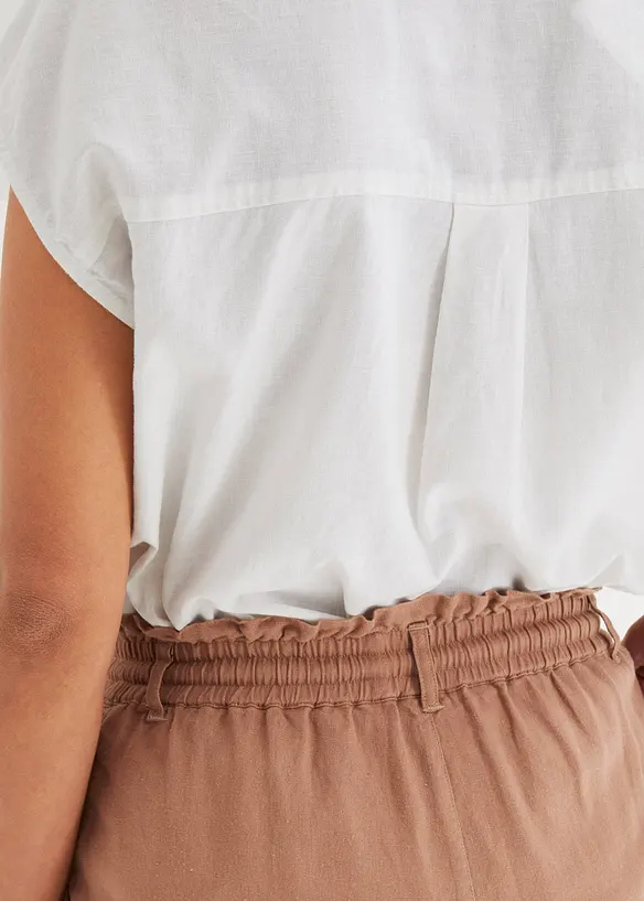 Paperbag-shorts med lin, bonprix