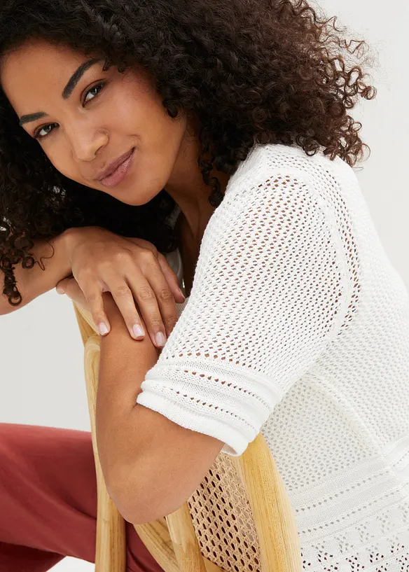Cardigan med hullmønster, bonprix