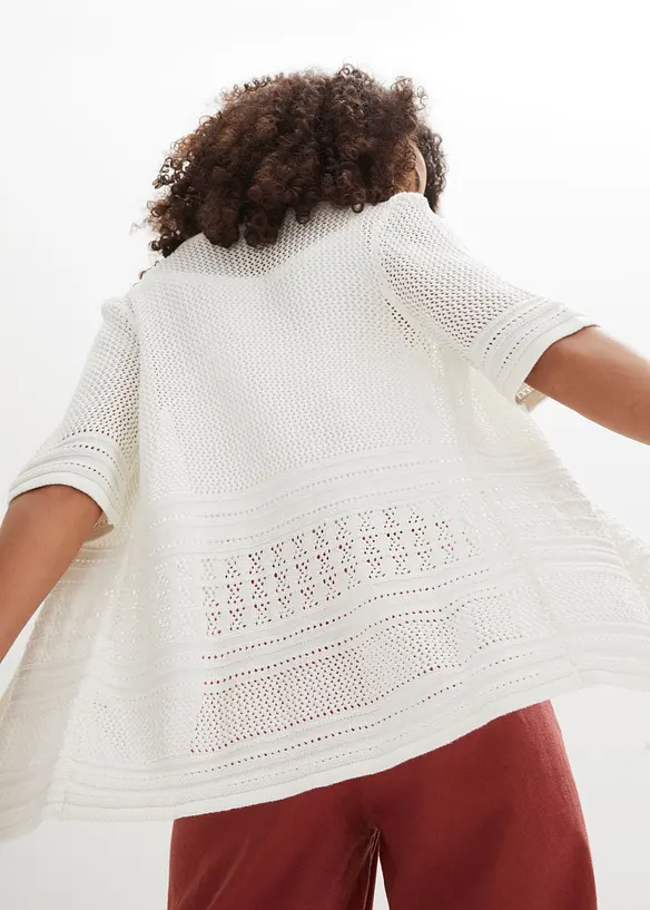 Cardigan med hullmønster, bonprix