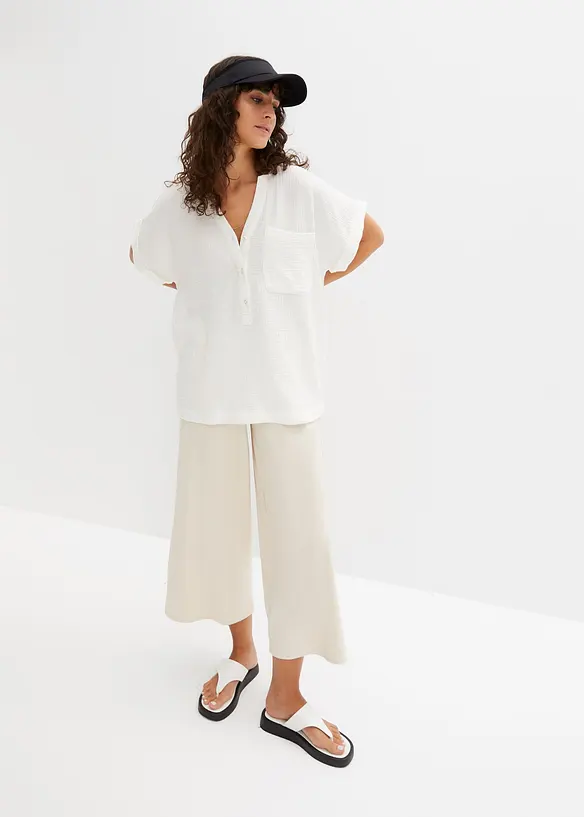 Kortermet bluse i musselin, bonprix