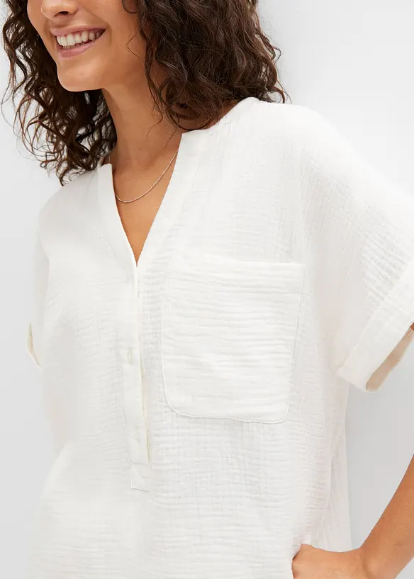 Kortermet bluse i musselin, bonprix