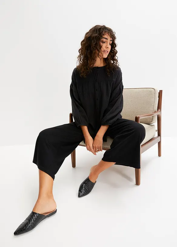 Oversized bluse i musselin, bonprix