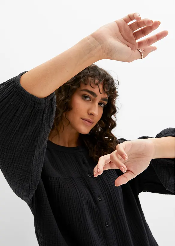 Oversized bluse i musselin, bonprix