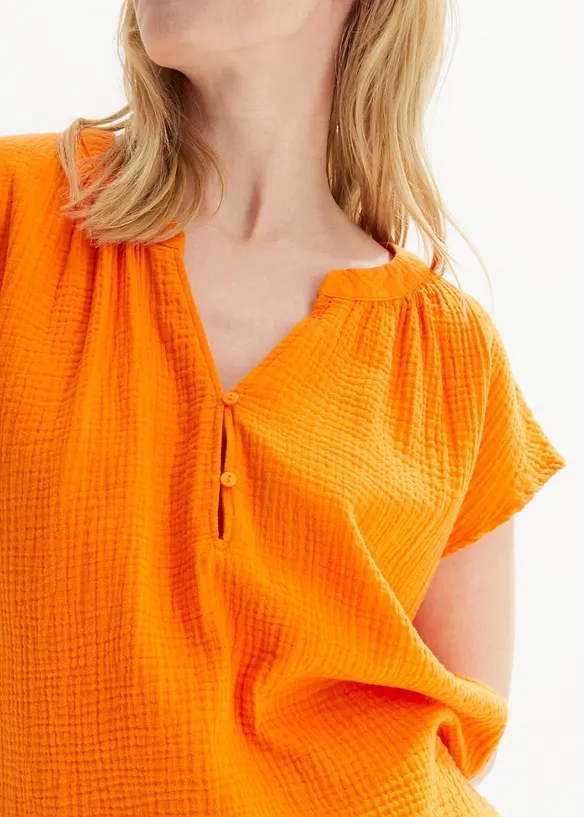 Blusetopp av musselin i 100% bomull, bonprix