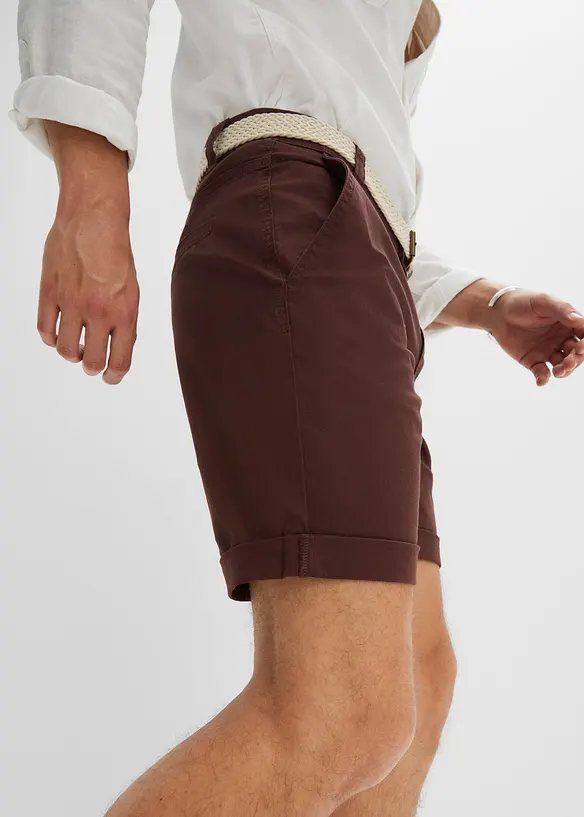 Stretch chino-bermuda med belte, Regular Fit, bonprix