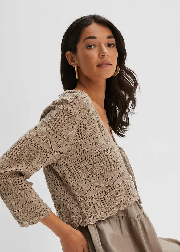 Bolero med hullmønster og 3/4-lange ermer, bonprix