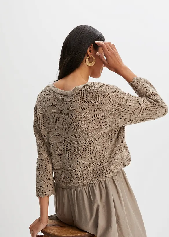 Bolero med hullmønster og 3/4-lange ermer, bonprix
