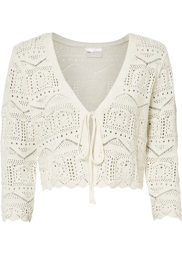 Bolero med hullmønster og 3/4-lange ermer, bonprix